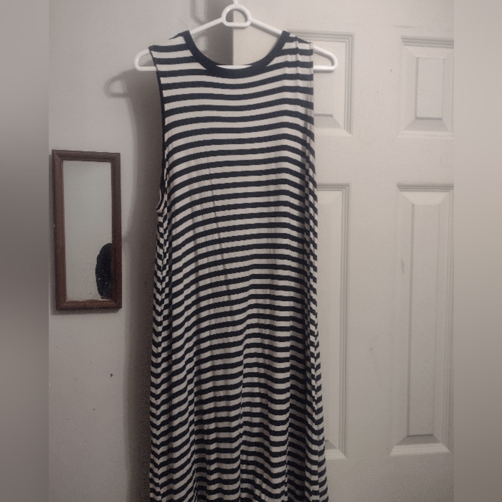 Time and Tru Black and White Striped Midi Dress Size XL/XG(16-18)...